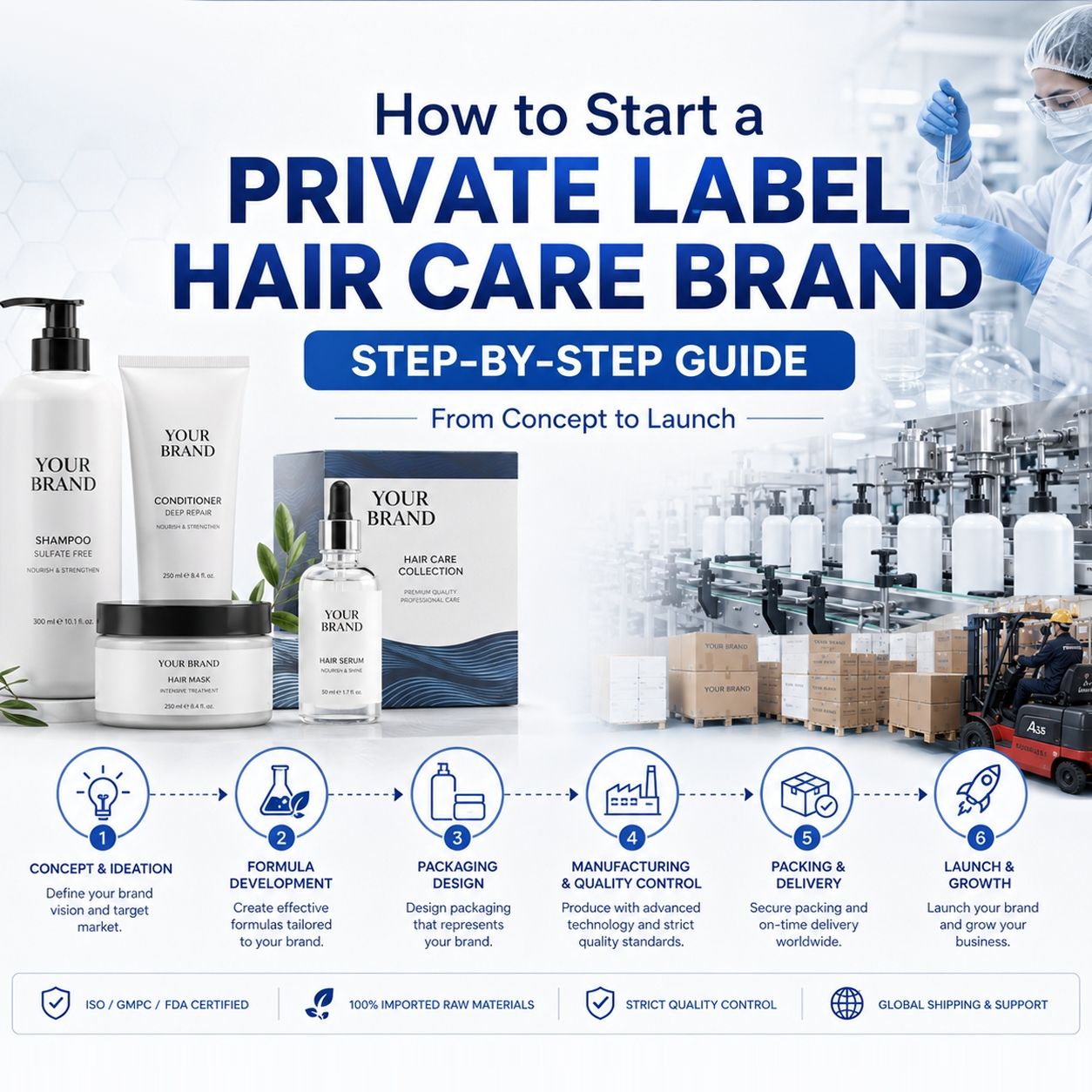 How to start a private label hair care brand from formula development to manufacturing and launch
