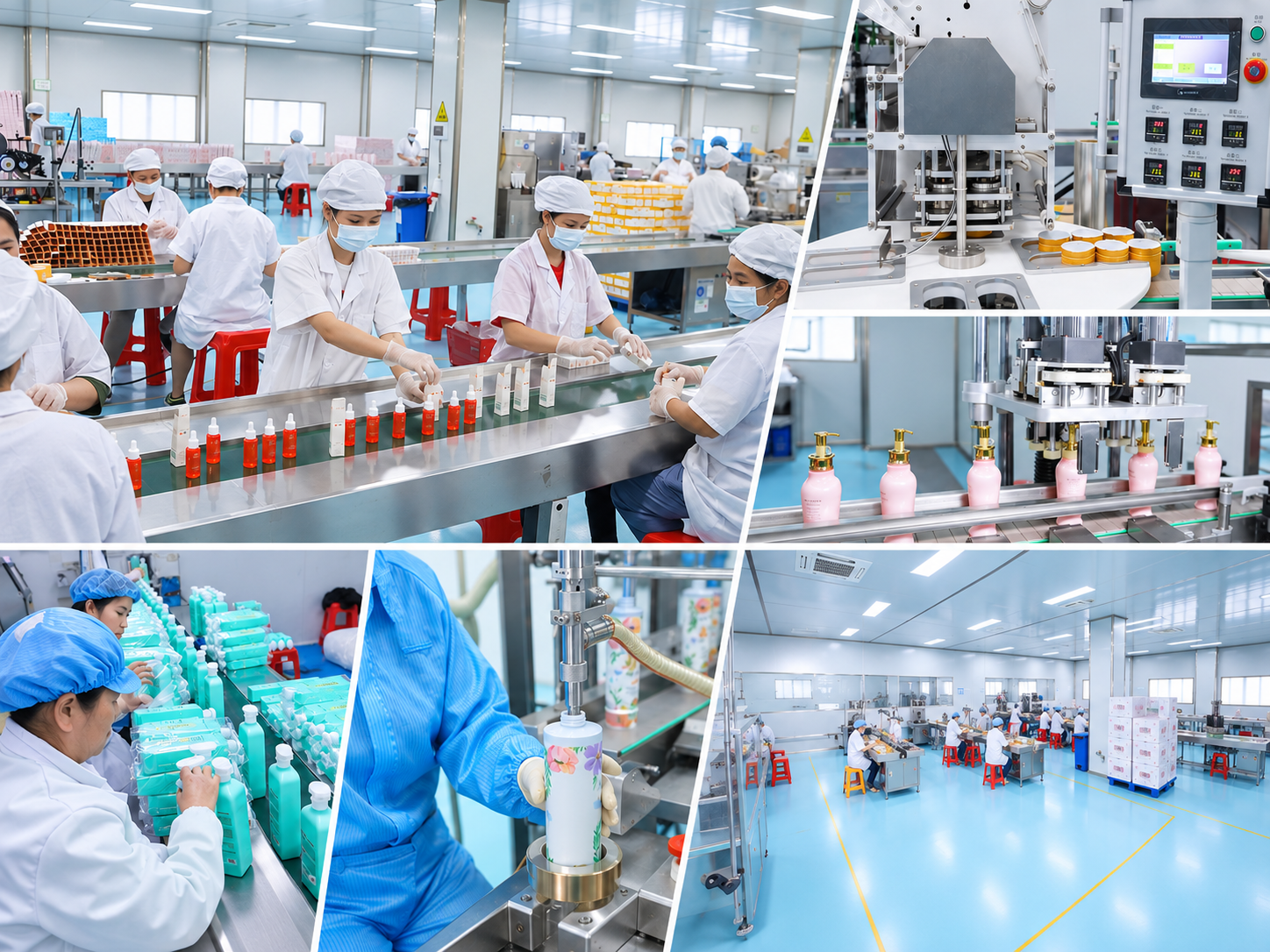 Hair care filling and packaging area at LocRoyal factory